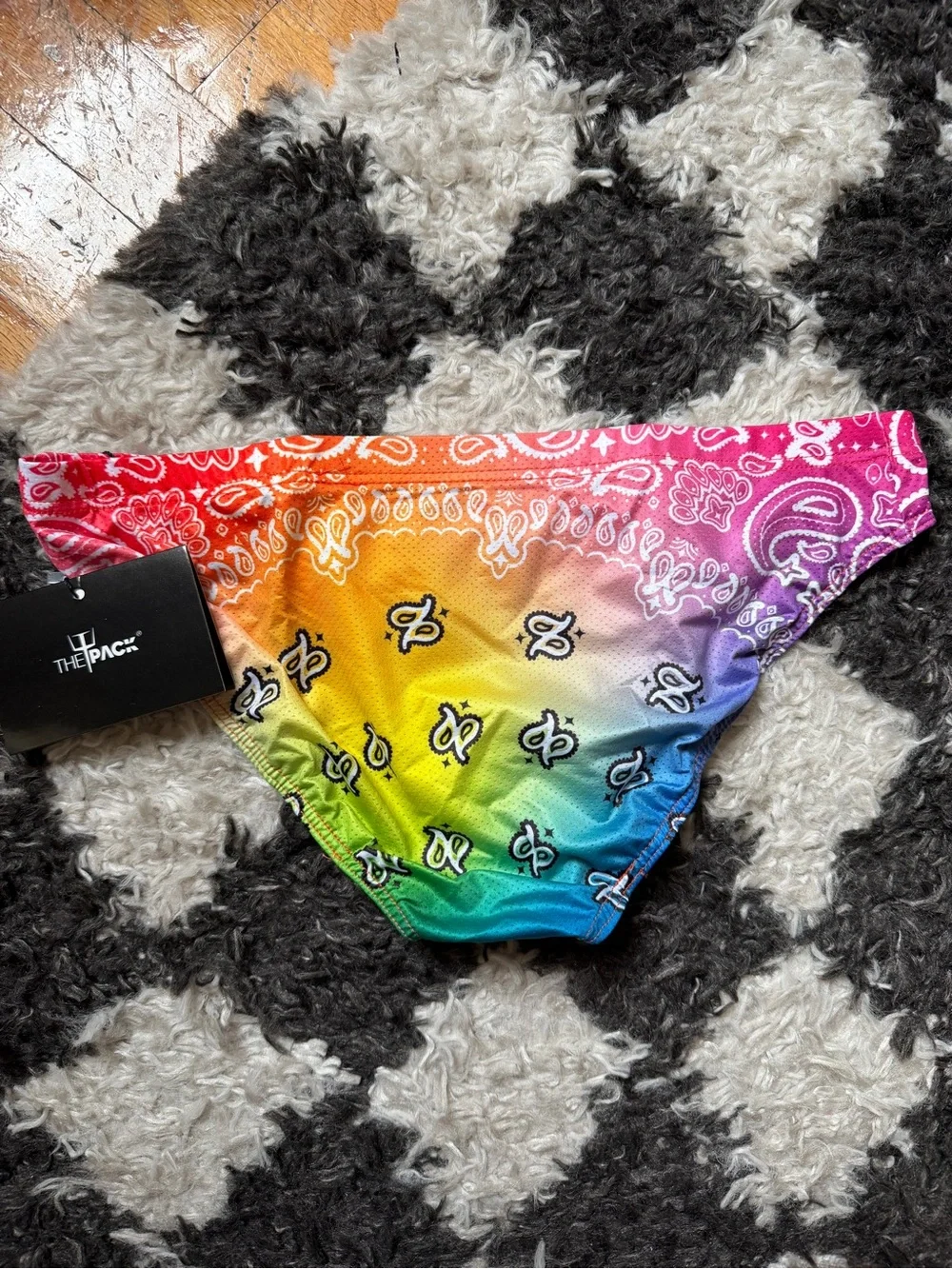 NWT Rainbow Bandana Print Swim/Briefs - Pride Festival- Medium and Large